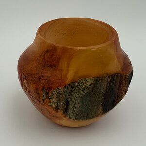 Vintage 1980s Artesian Burl Wood JW Campbell Carved Vase Gunnison Colorado